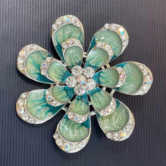 Pretty Mod Large Blue Crystal Peacock Fashion Brooch - Picture 8 of 16